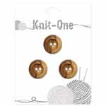 Knit One 9530140 2 Hole Natural Wood Button (2/card) .88"/22 mm